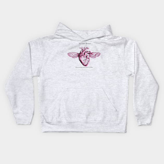 Heart with Wings Kids Hoodie by leepianti